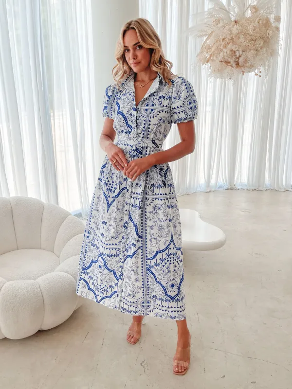 Azula Dress - Blue Print sold by Esther & Co