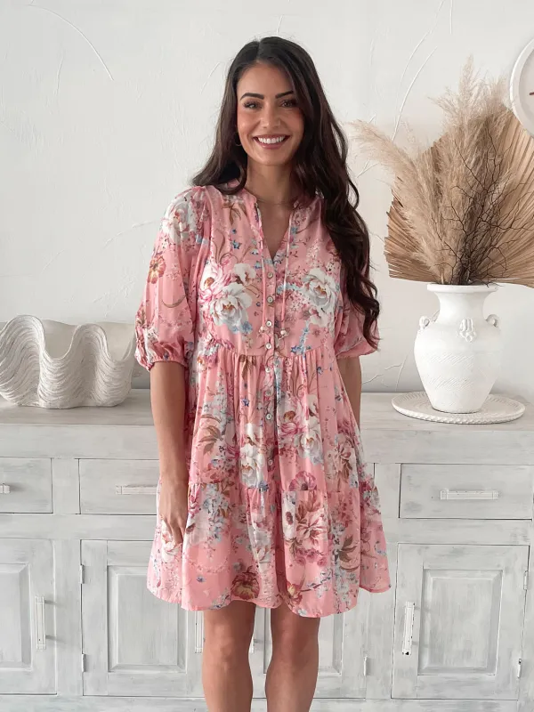 Fidella Dress - Pink Floral sold by Esther & Co