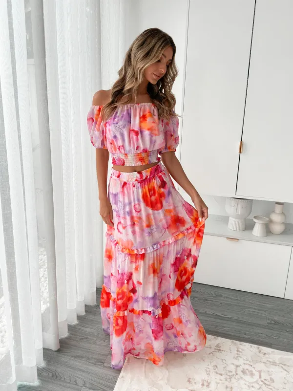 Avelisse Skirt - Pink Print sold by Esther & Co