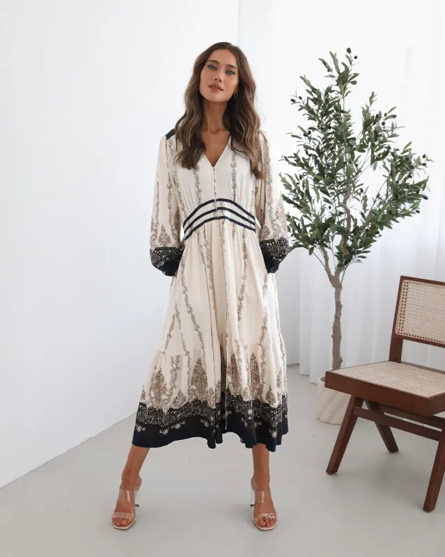 Braelynn Dress - White Print sold by Esther & Co