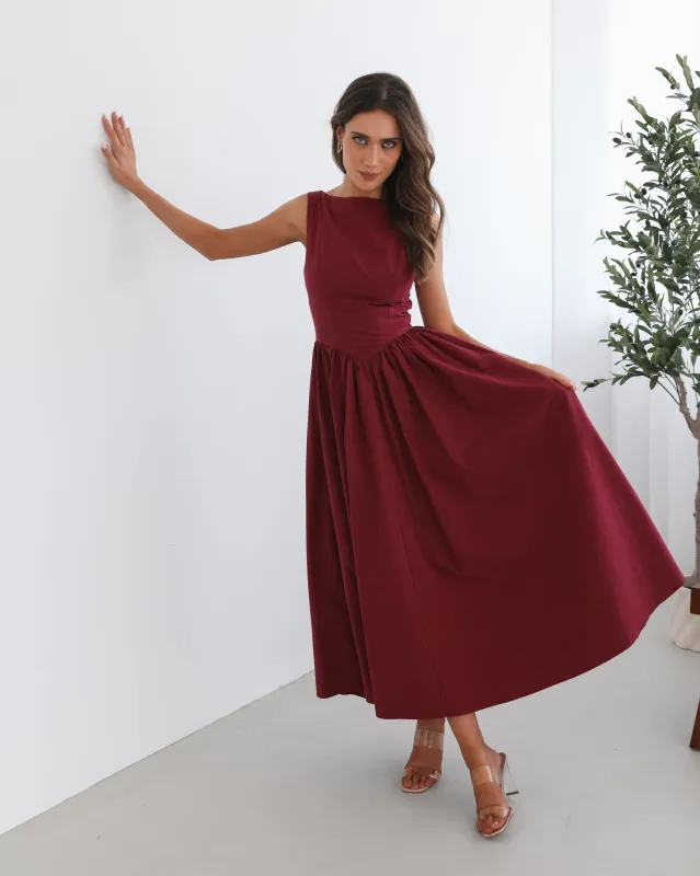 Karsyn Dress - Wine Red sold by Esther & Co