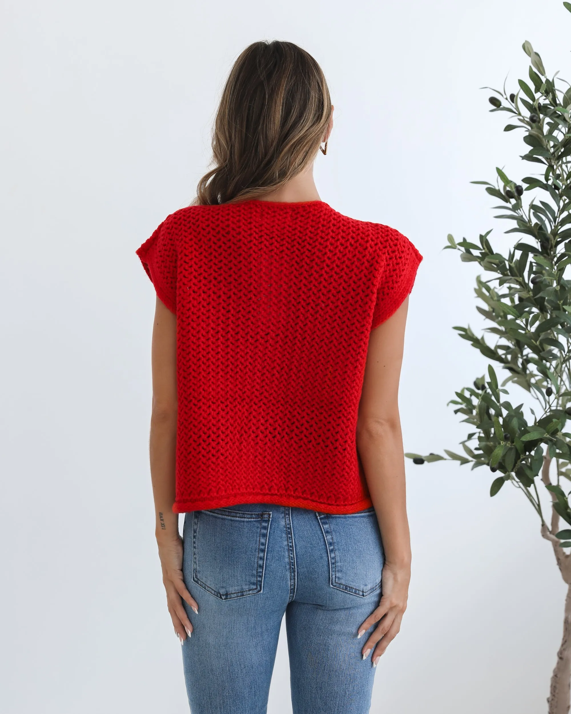 Vasha Knit Top - Red sold by Esther & Co product image thumbnail 3