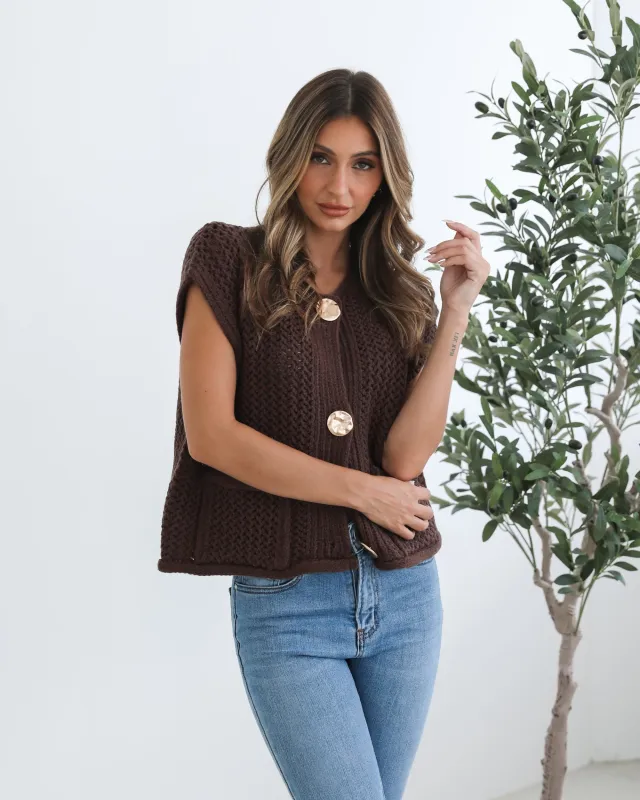 Vasha Knit Top - Mocha sold by Esther & Co