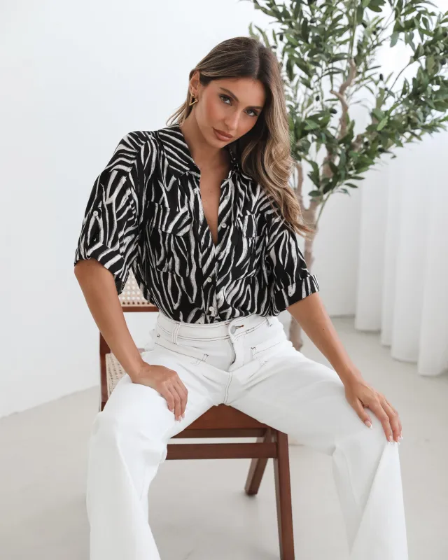 Pasheena Shirt - Black Print sold by Esther & Co