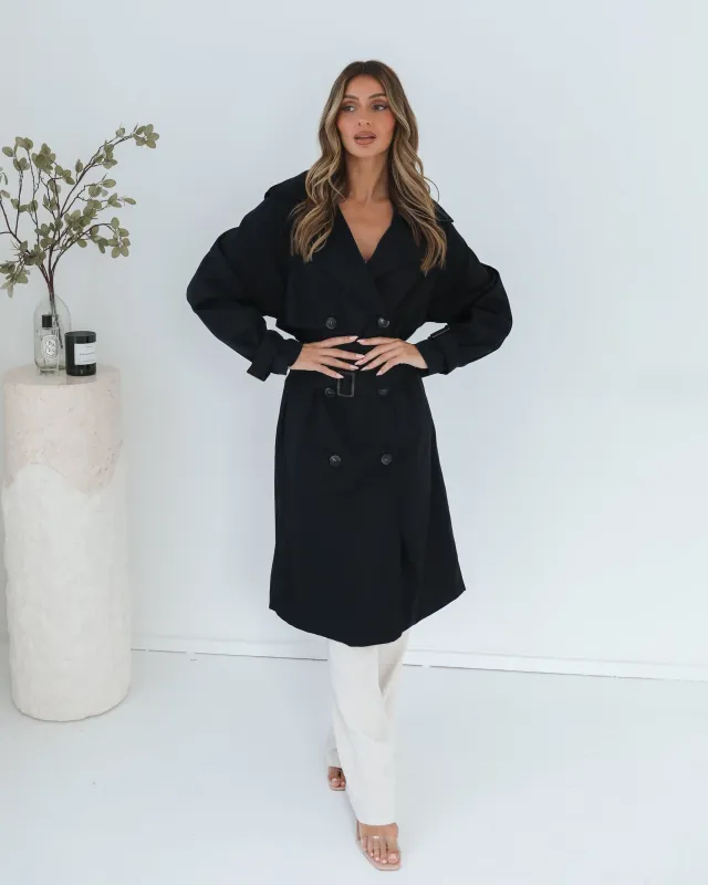 Dahrah Trench Coat - Black sold by Esther & Co
