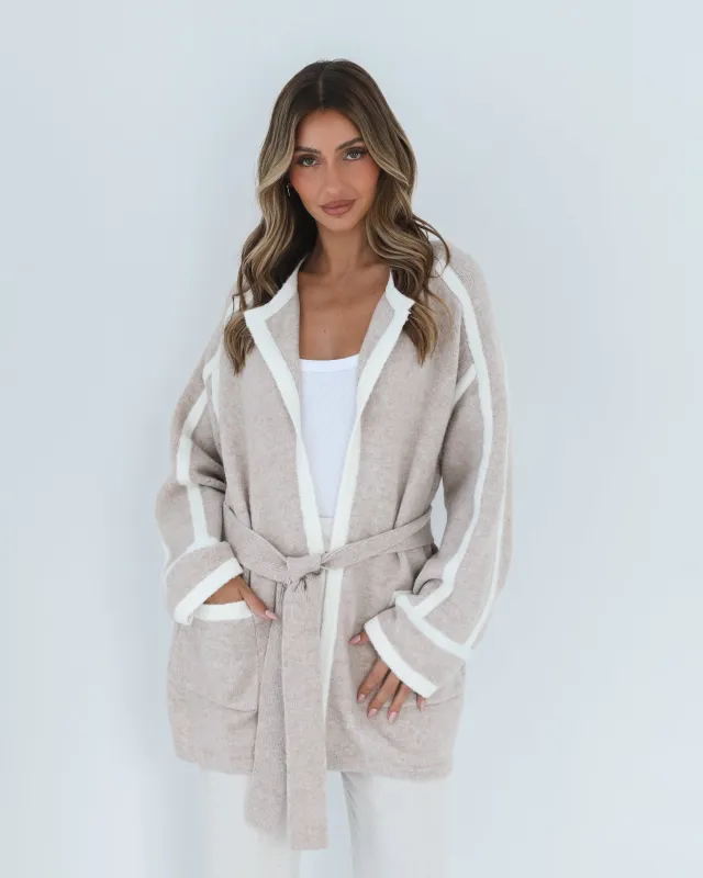 Adelle Coatigan - Beige Print sold by Esther & Co