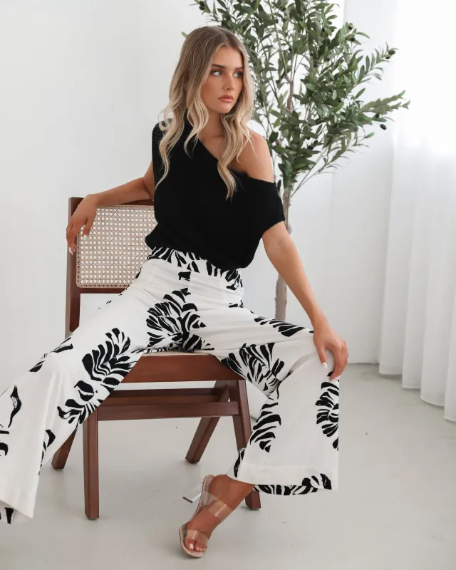 Amelyn Pants - White Print sold by Esther & Co
