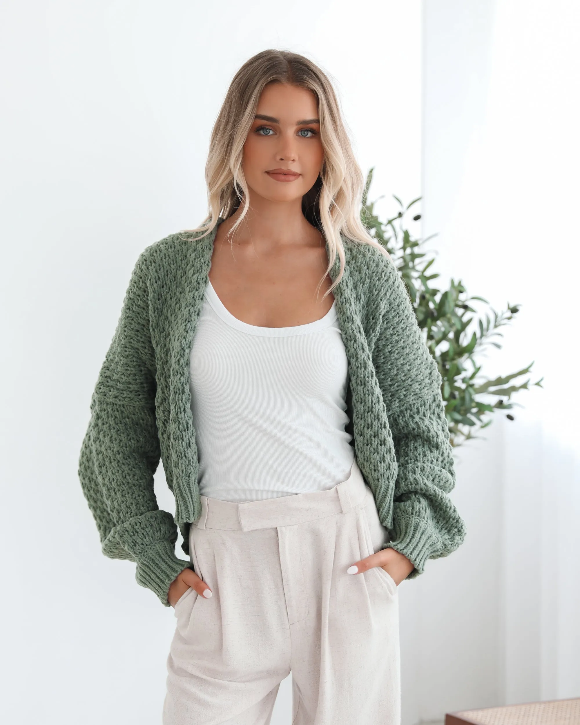 Dorine Cardigan - Forest Green sold by Esther & Co