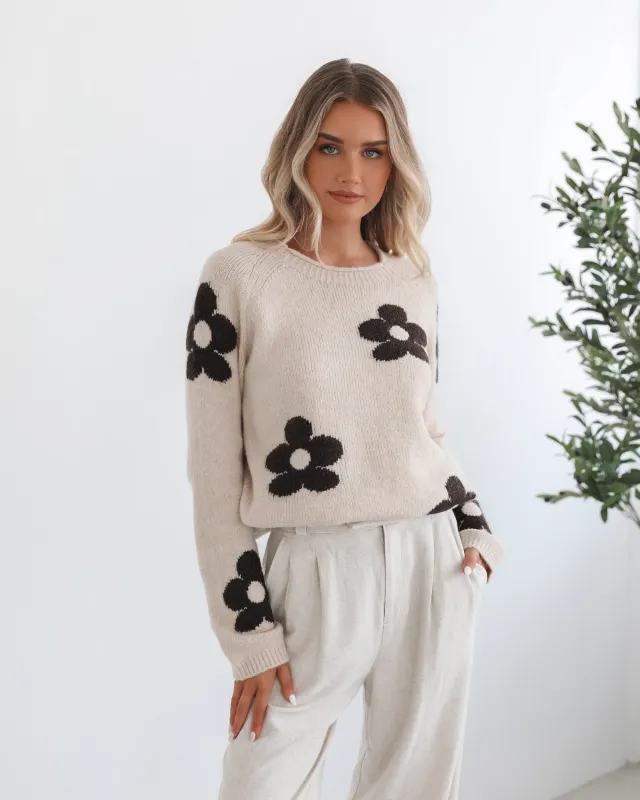 Eutrina Knit - Beige Floral sold by Esther & Co