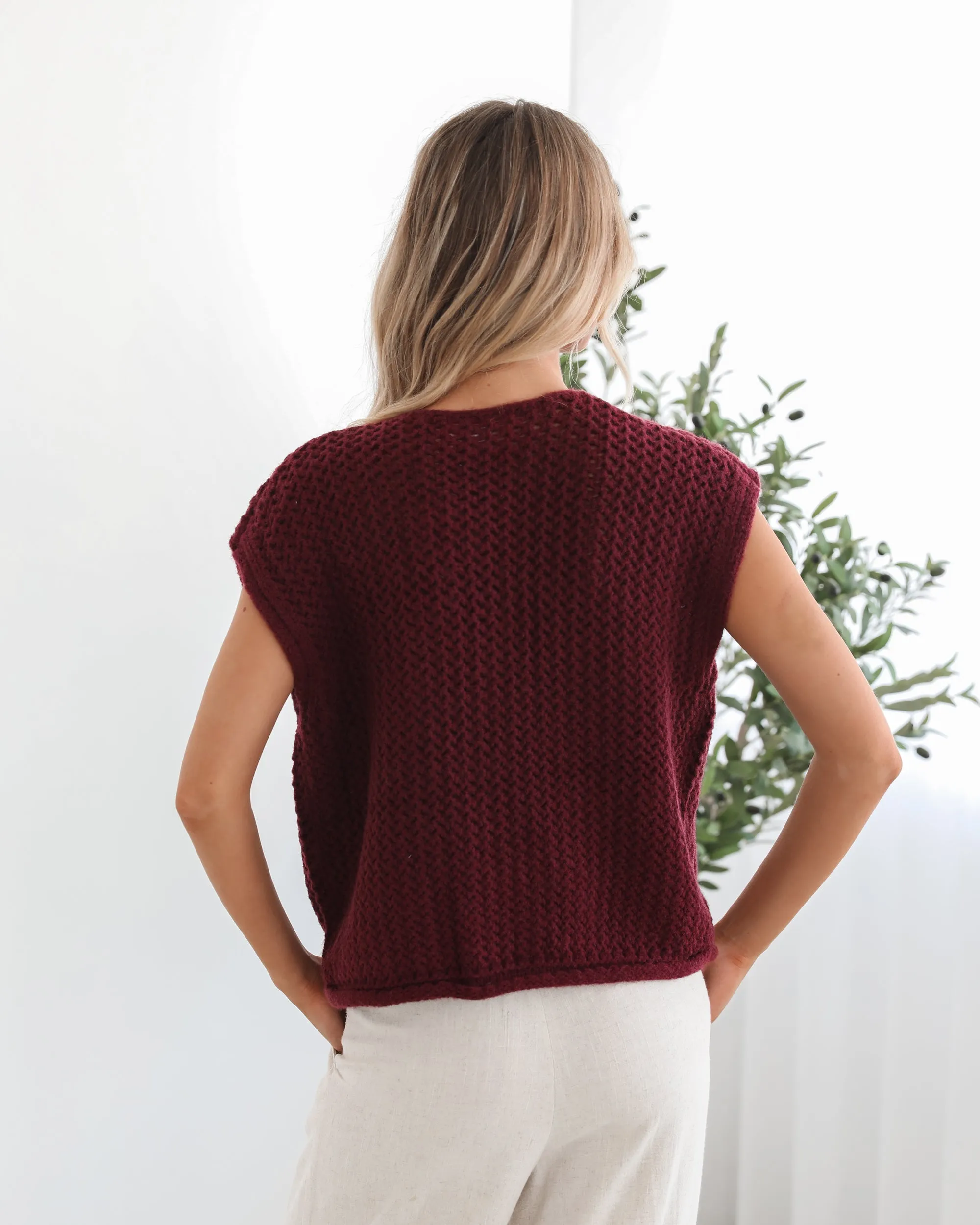Vasha Knit Top - Wine sold by Esther & Co product image thumbnail 3