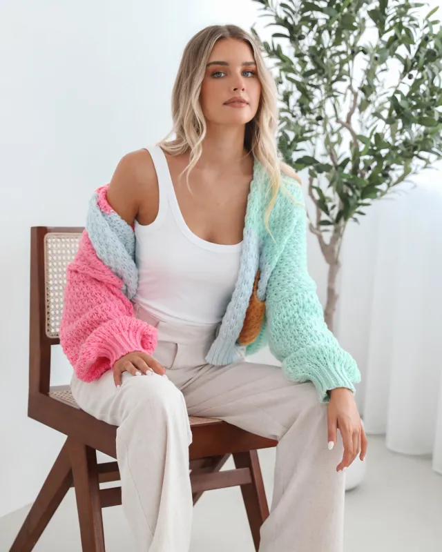 Elvia Cardigan - Pink Multi sold by Esther & Co