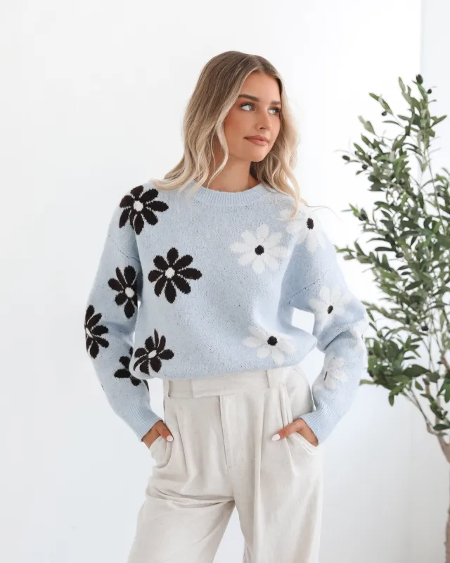 Edeline Knit - Blue Floral sold by Esther & Co
