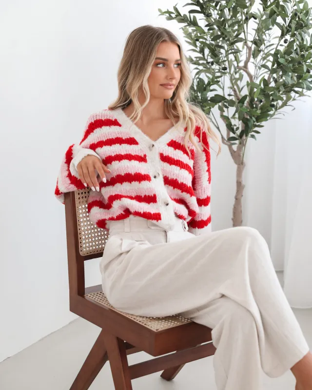 Alexine Cardigan - Red Multi sold by Esther & Co