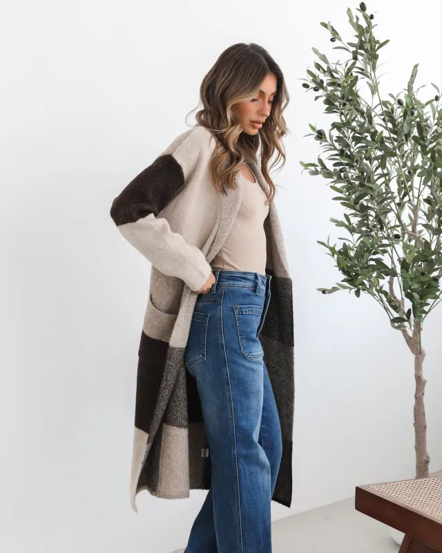 Perrine Coatigan - Choco Check sold by Esther & Co