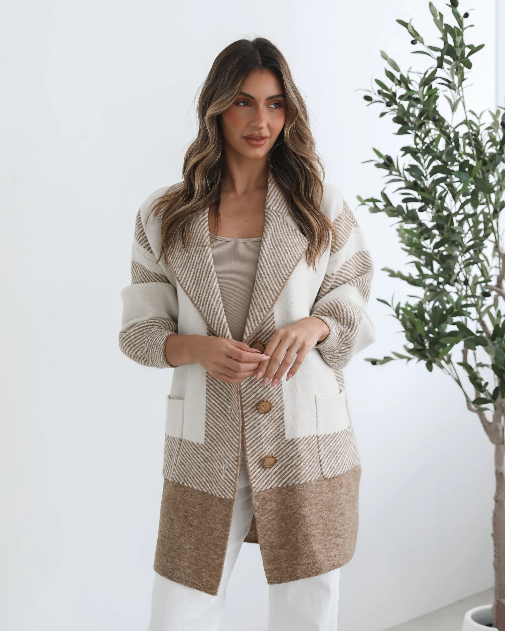 Willimina Coatigan - Beige Multi sold by Esther & Co