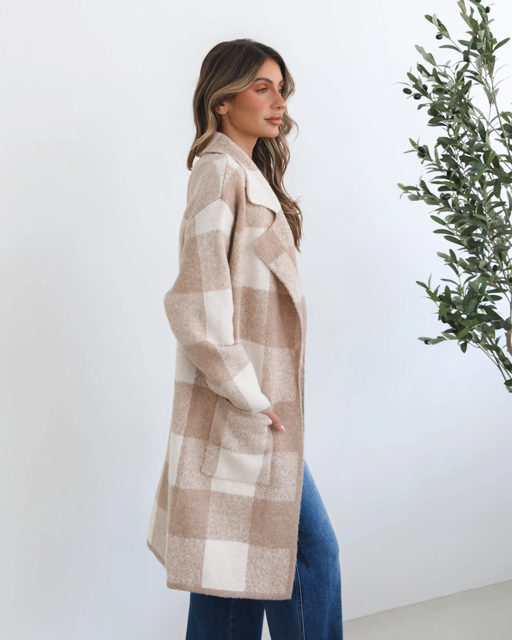 Keyasha Coatigan - Beige Check sold by Esther & Co product image thumbnail 3