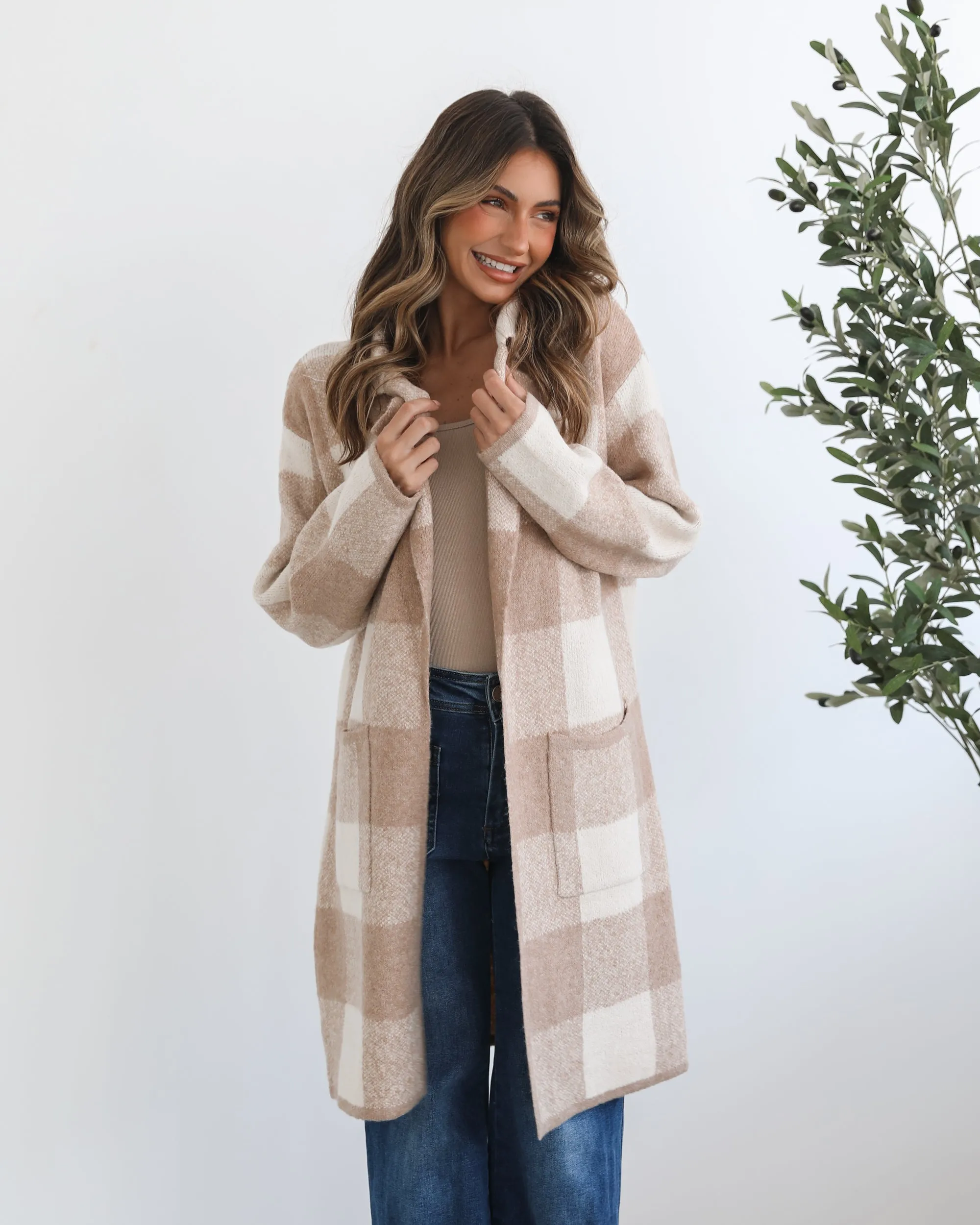 Keyasha Coatigan - Beige Check sold by Esther & Co product image thumbnail 2