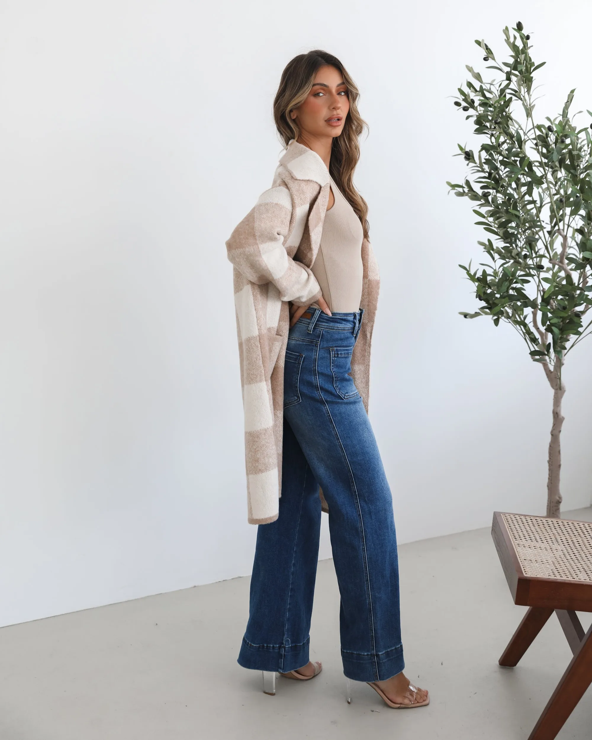 Keyasha Coatigan - Beige Check sold by Esther & Co product image thumbnail 5