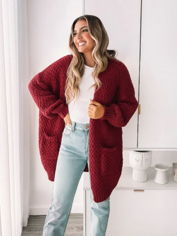 Ladrie Cardigan - Burgundy sold by Esther & Co