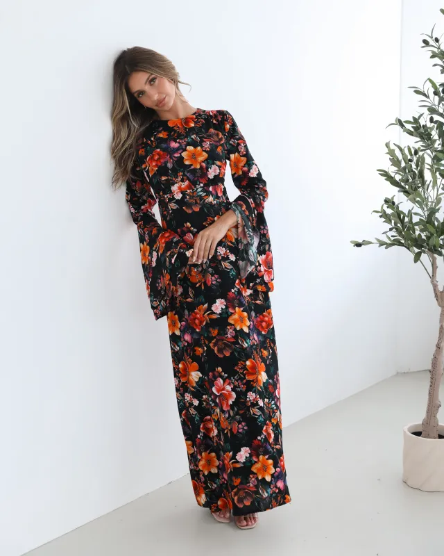 Amareya Dress - Black Floral sold by Esther & Co