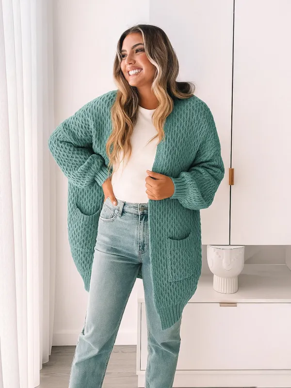 Ladrie Cardigan - Sea Green sold by Esther & Co