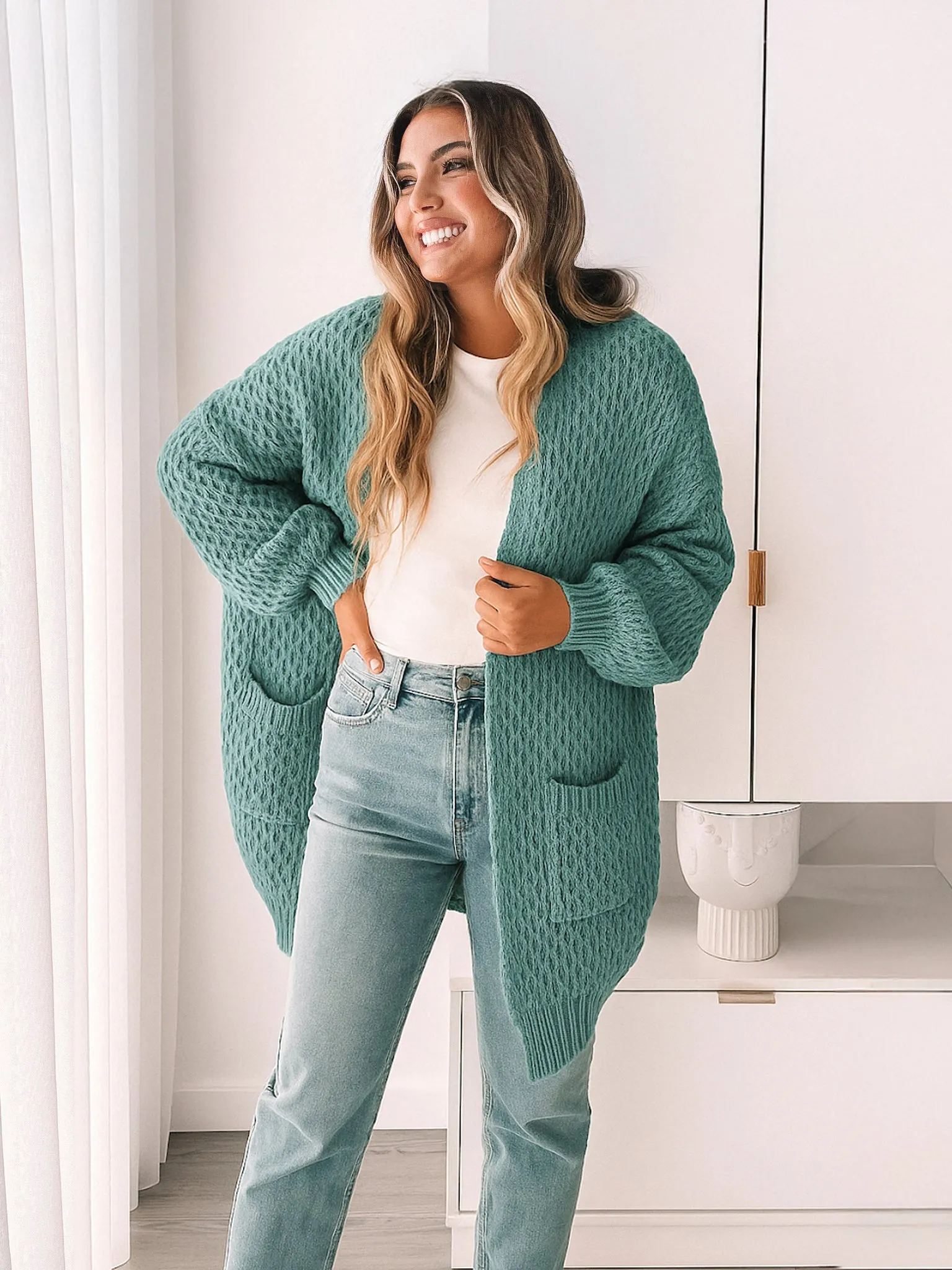 Ladrie Cardigan - Sea Green sold by Esther & Co