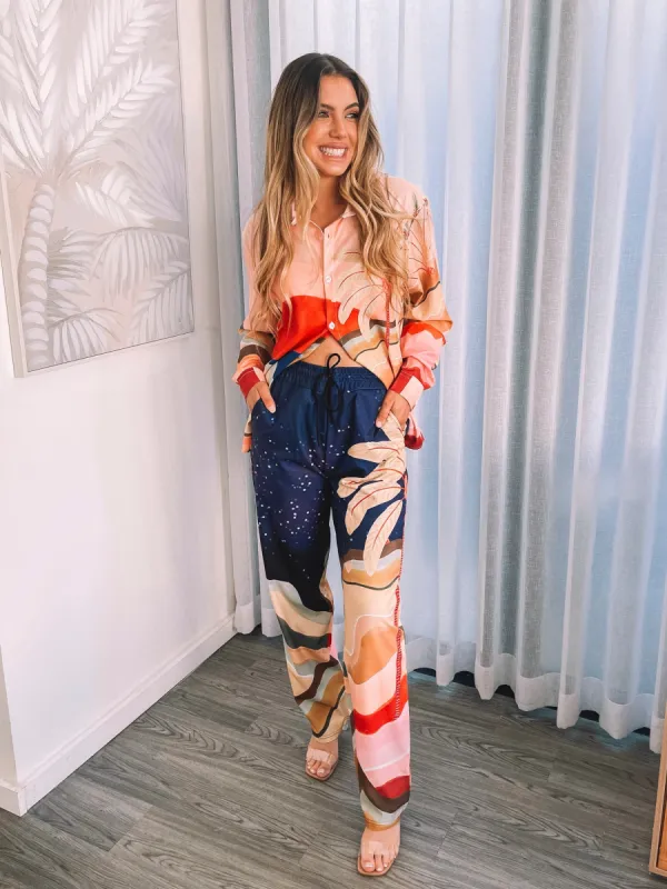 Aeliana Pants - Peach Print sold by Esther & Co