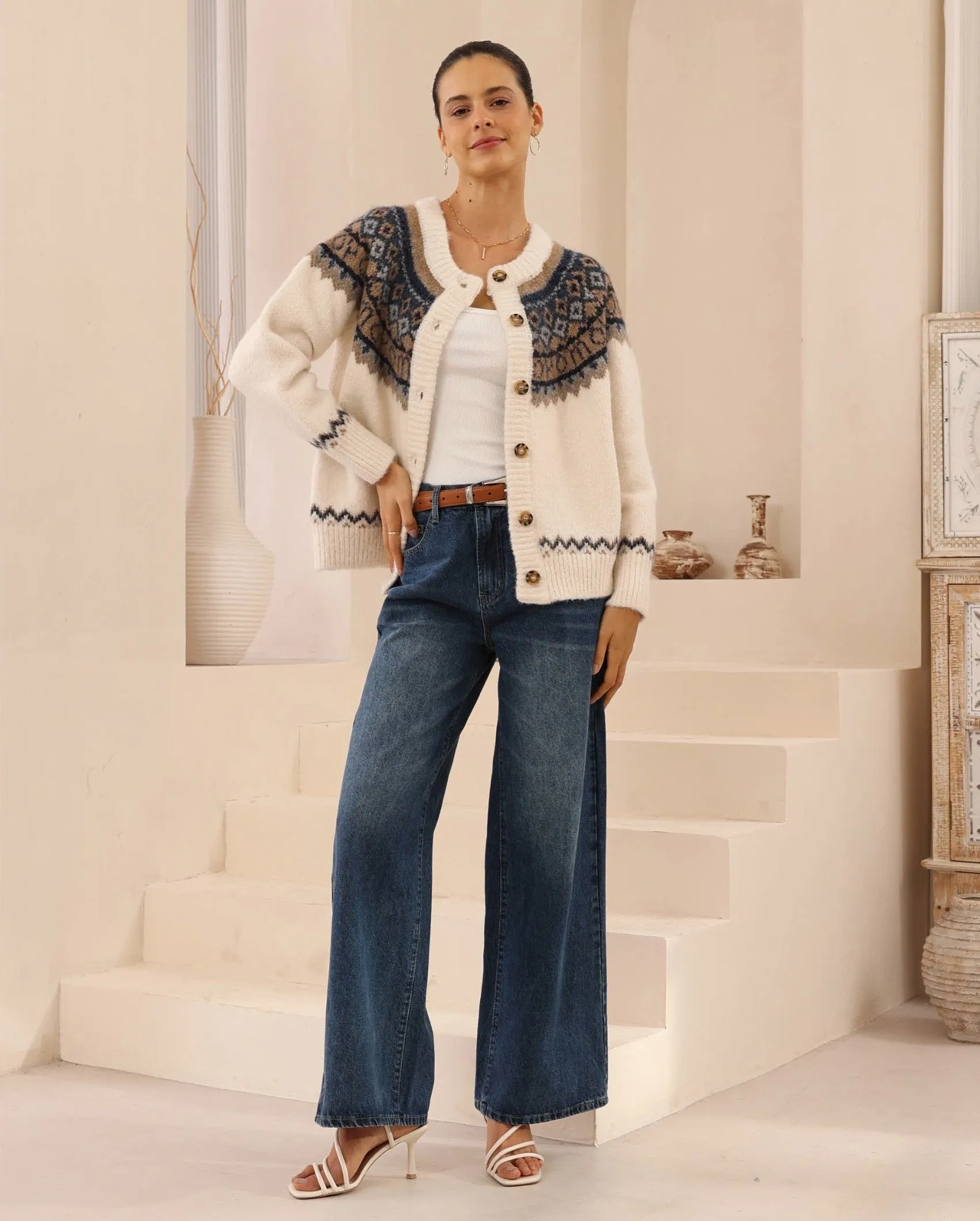 Elyska Cardigan - Beige Print sold by Esther & Co product image thumbnail 2