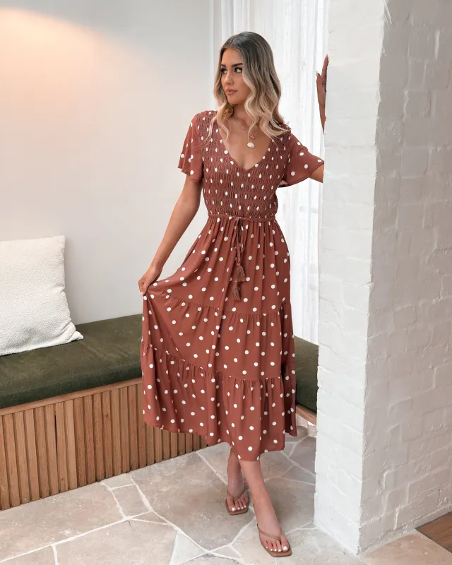 Pauletta Dress - Rust Spot sold by Esther & Co