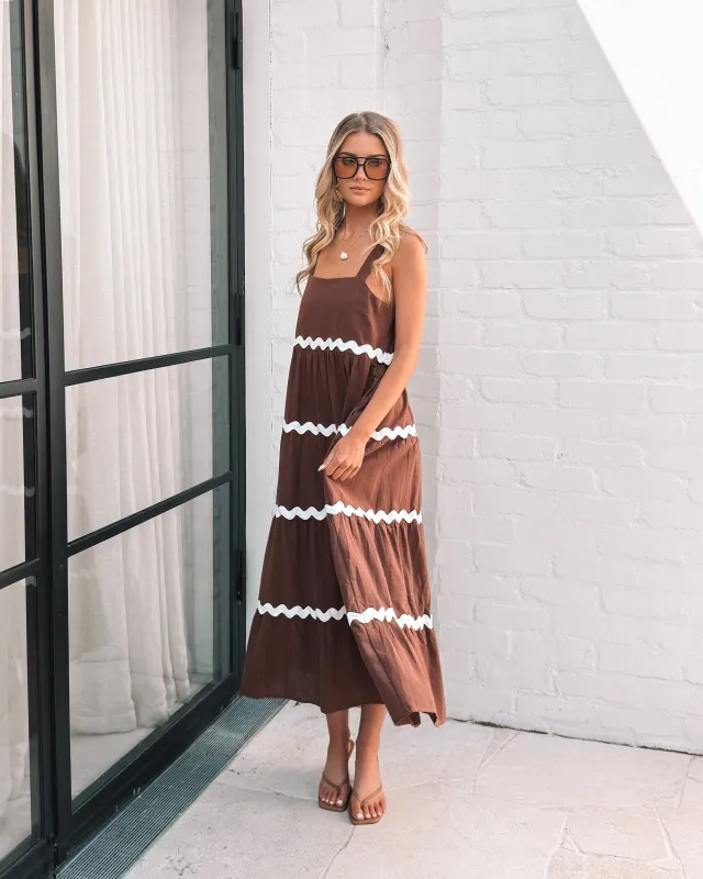 Taline Dress - Choc Multi sold by Esther & Co