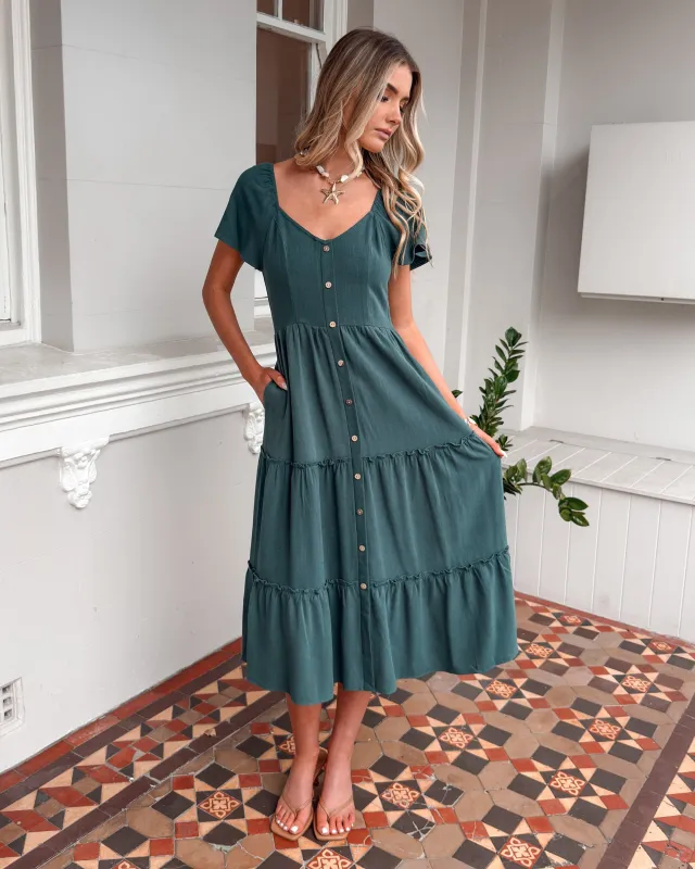 Celie Dress - Deep Green sold by Esther & Co