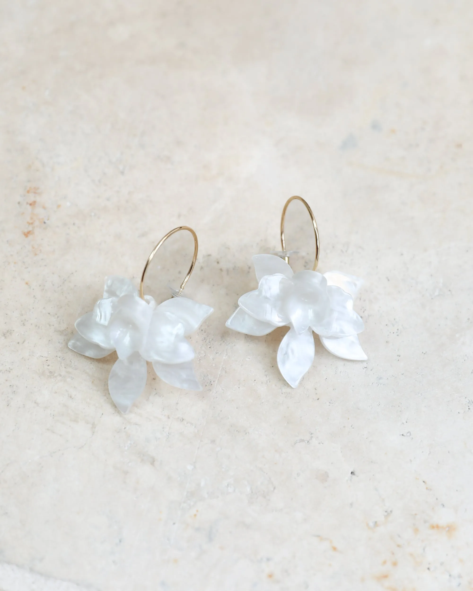 Felisia Flower Earrings - White sold by Esther & Co