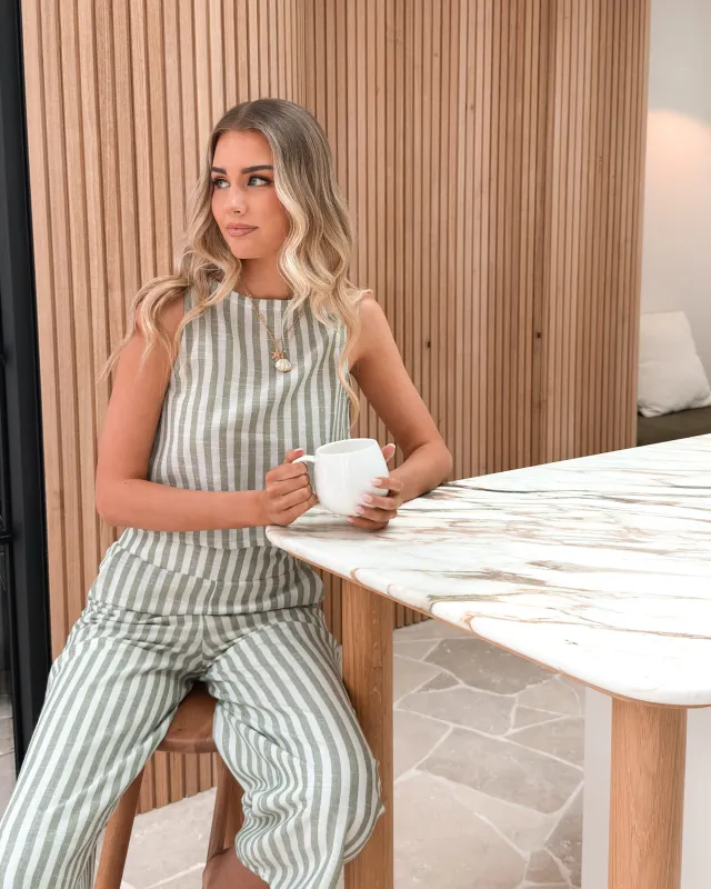 Lizo Top - Khaki Stripe sold by Esther & Co