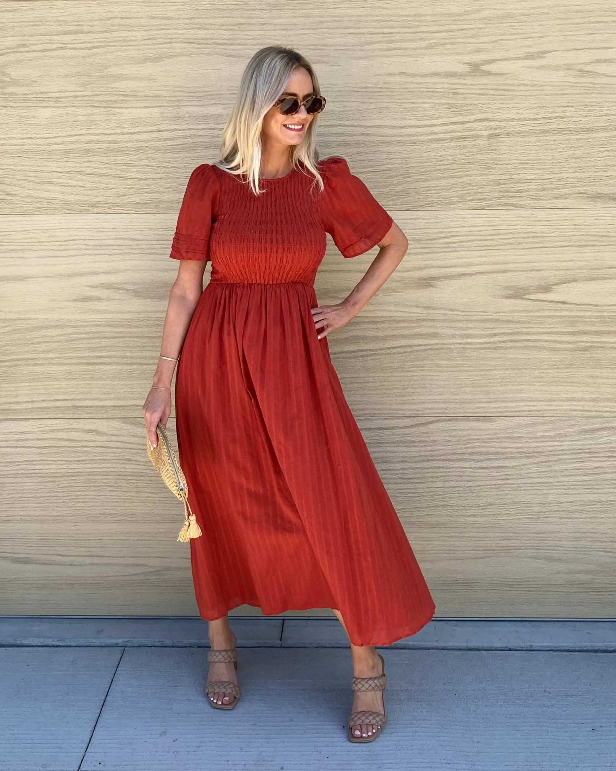 Iolana Dress - Rust sold by Esther & Co