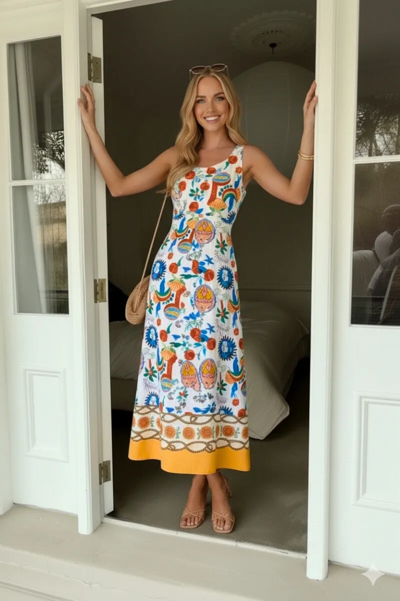 Orielle Dress - White Print sold by Esther & Co