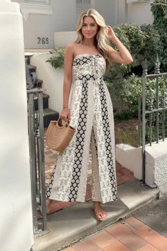 Deshana Jumpsuit - Black Print sold by Esther & Co