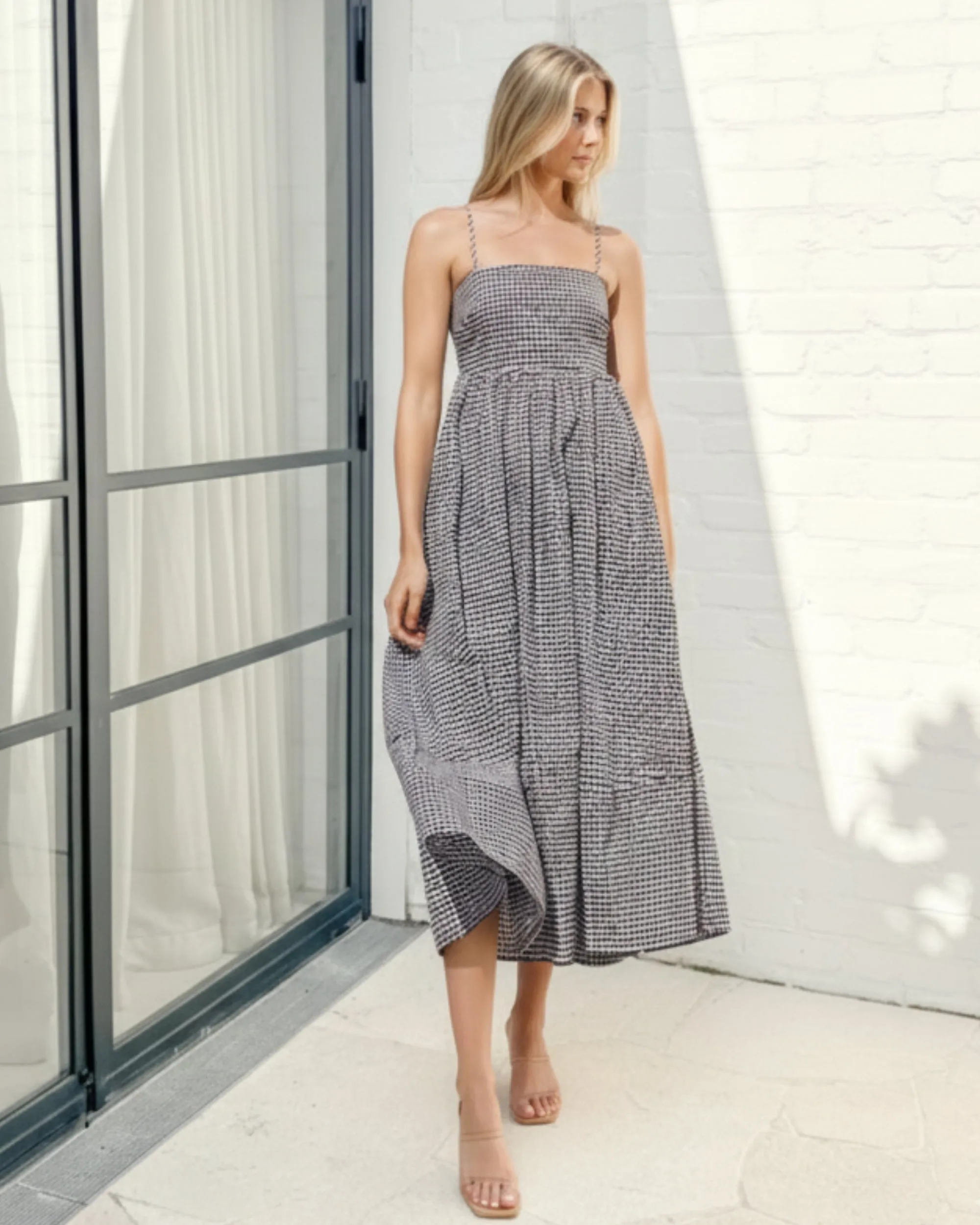 Isaline Dress - Black Check sold by Esther & Co