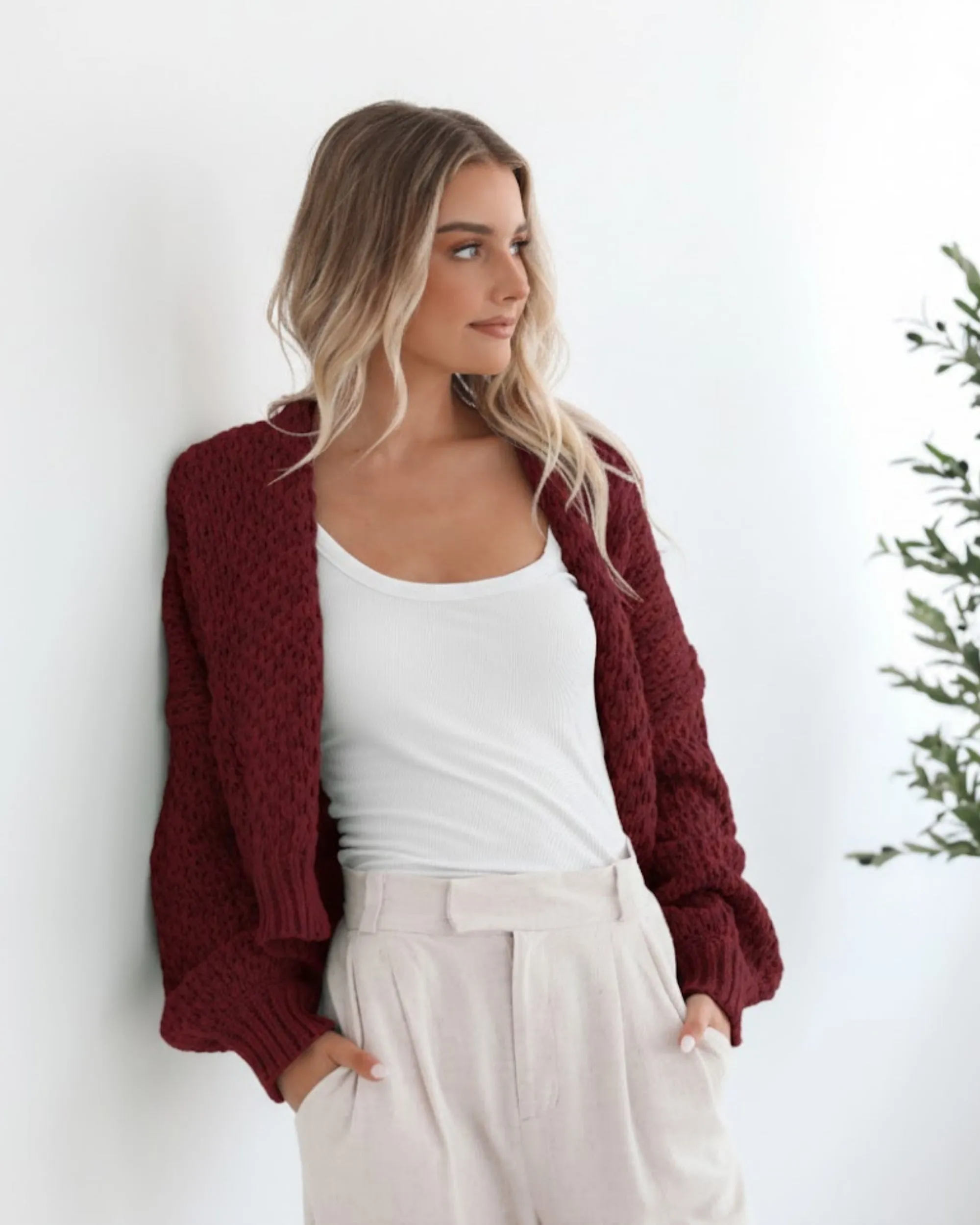 Dorine Cardigan - Wine sold by Esther & Co product image thumbnail 5
