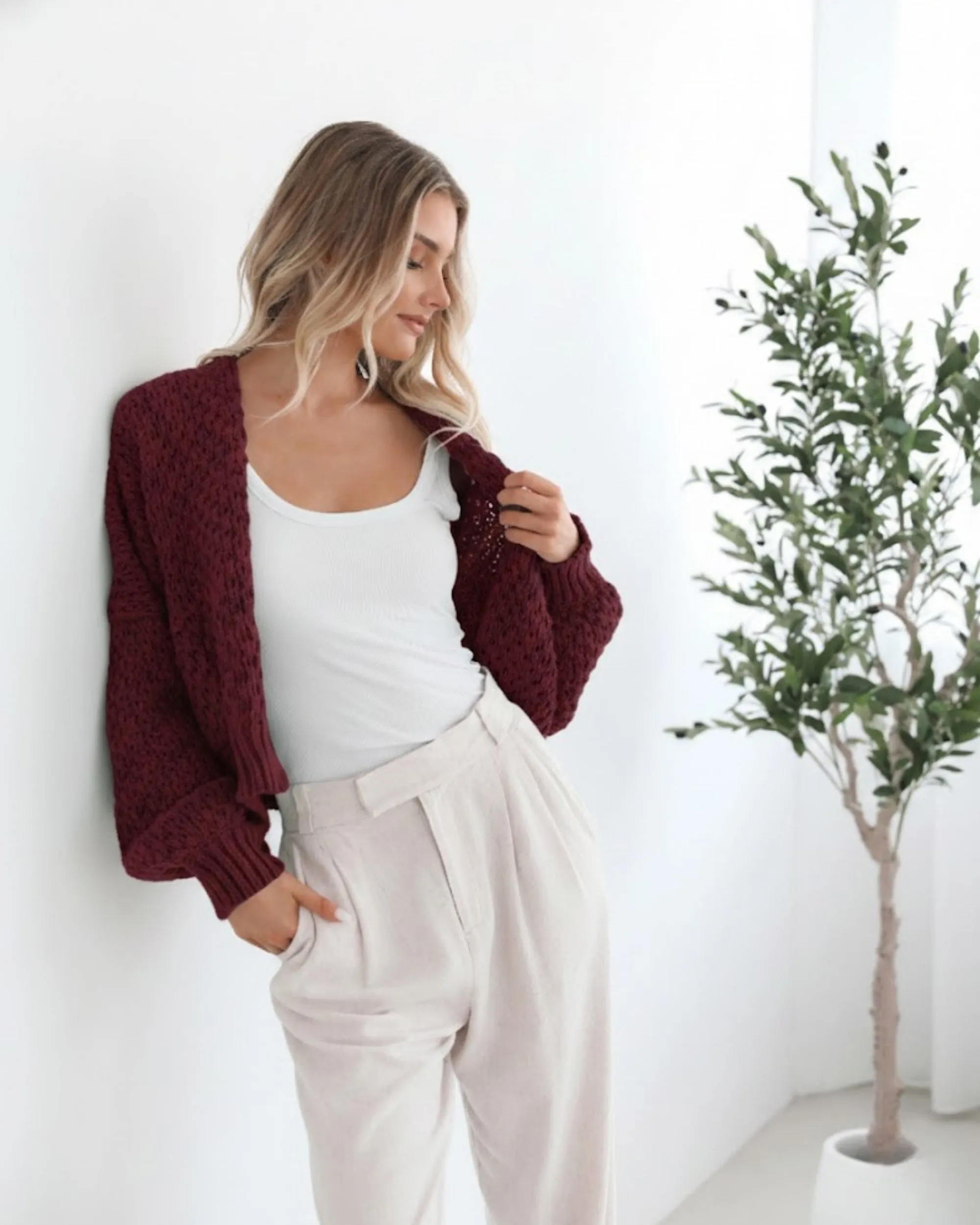 Dorine Cardigan - Wine sold by Esther & Co