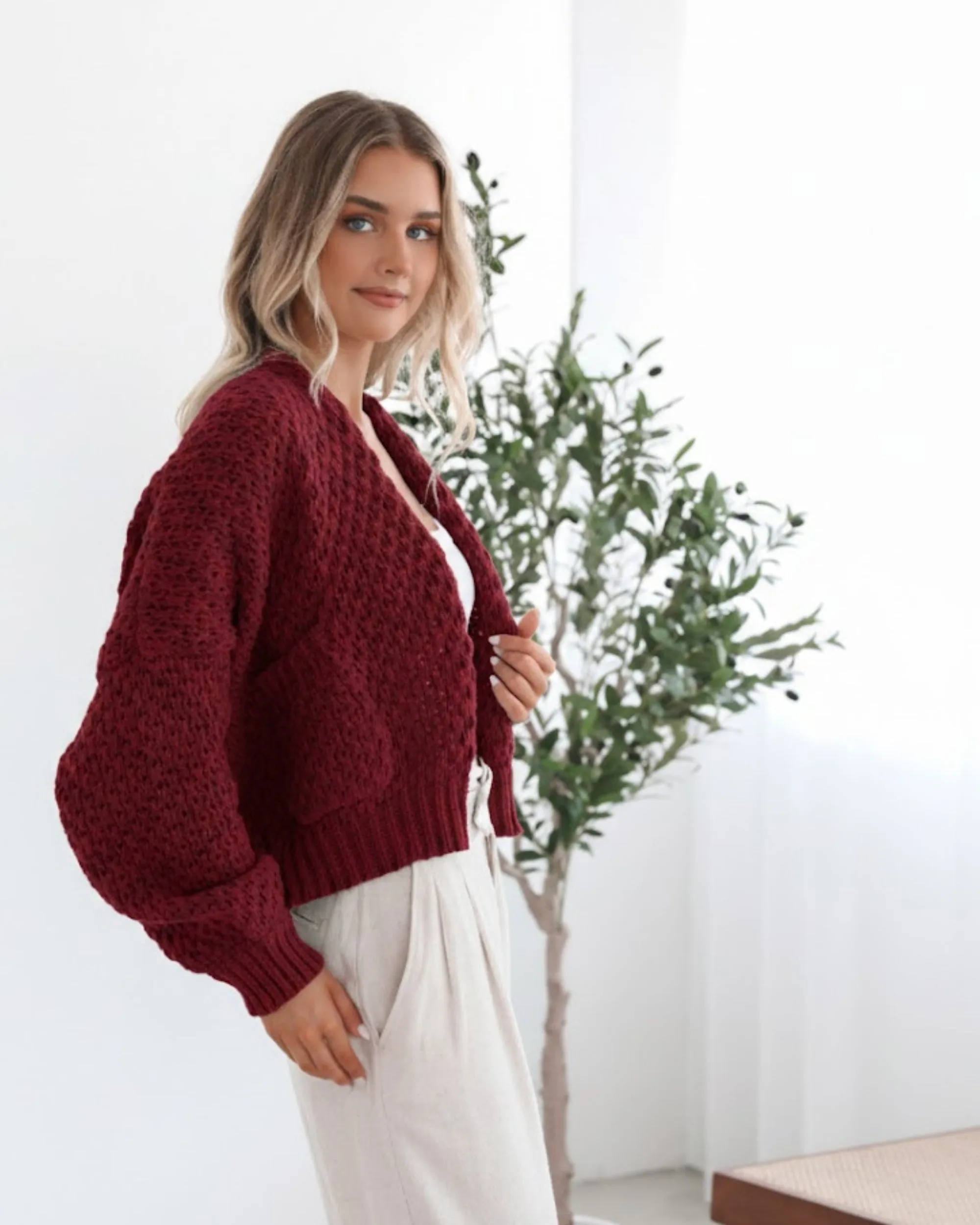 Dorine Cardigan - Wine sold by Esther & Co product image thumbnail 4