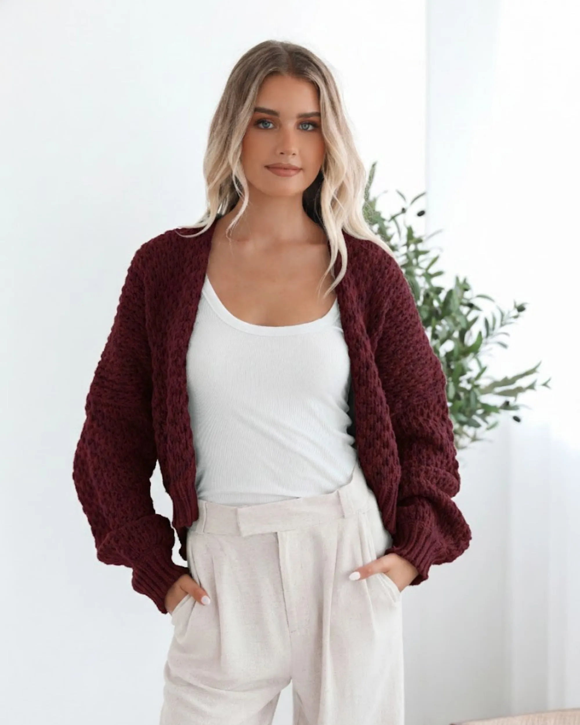 Dorine Cardigan - Wine sold by Esther & Co product image thumbnail 2