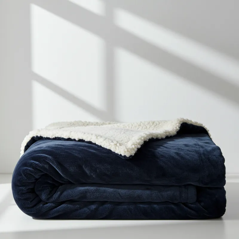 Cloud Plush Fur Sherpa Throw Blanket - Navy made by Esther & Co
