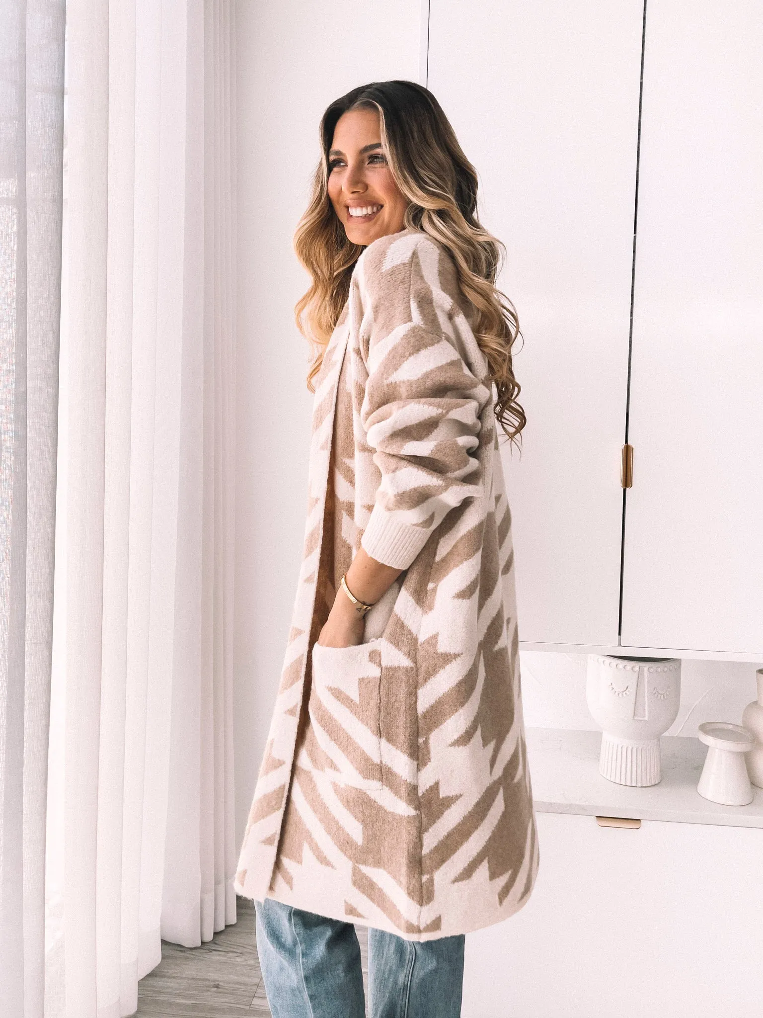 Ciela Cardigan - Beige Print sold by Esther & Co product image thumbnail 2