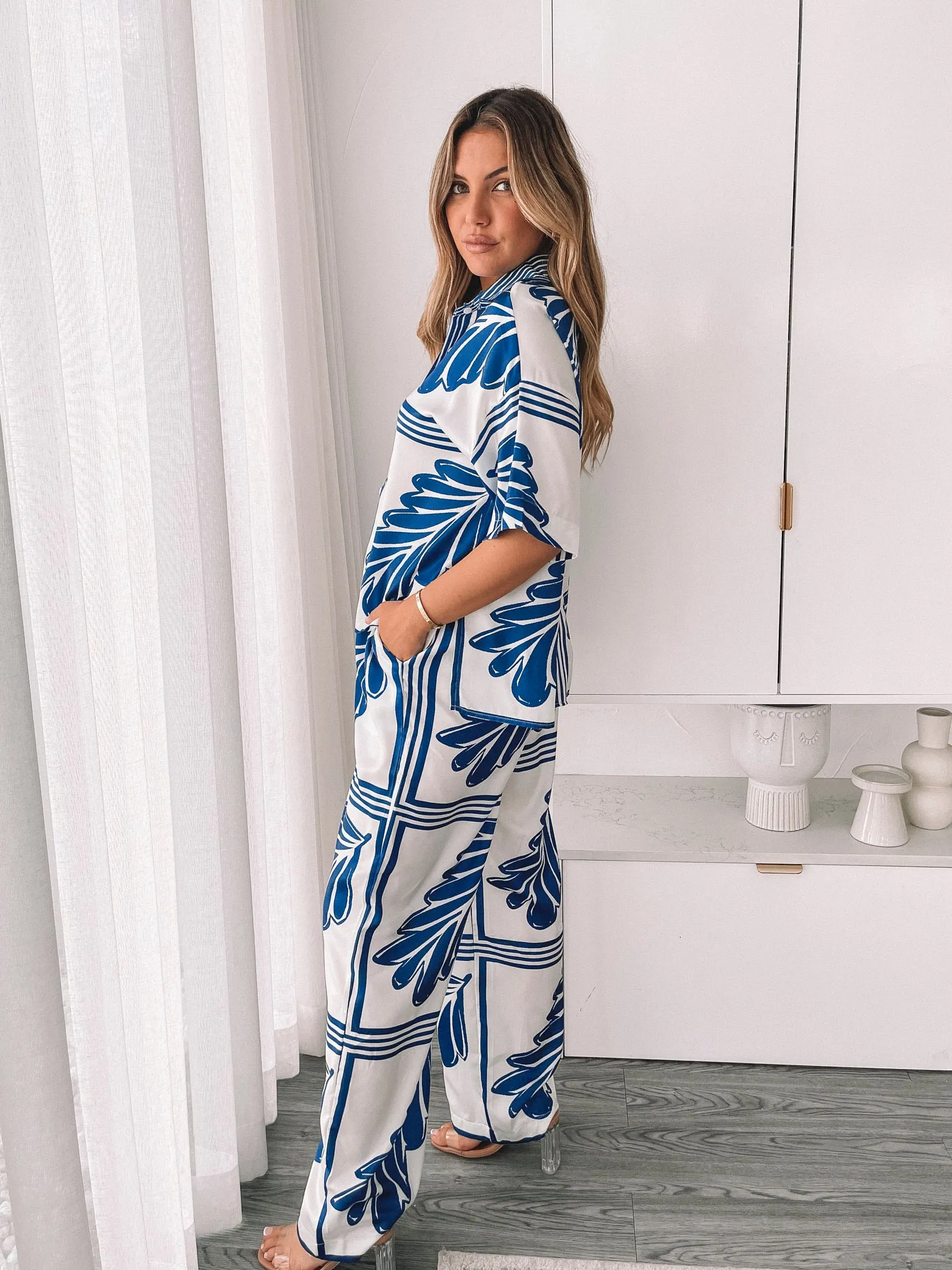 Odilia Pants- Blue Print sold by Esther & Co product image thumbnail 3