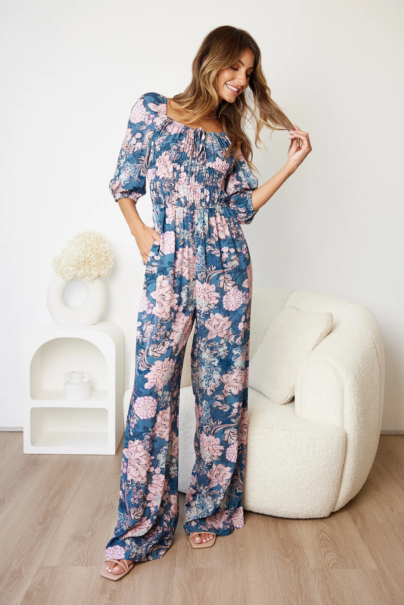 Agnette Jumpsuit - Steel Floral sold by Esther & Co product image thumbnail 2