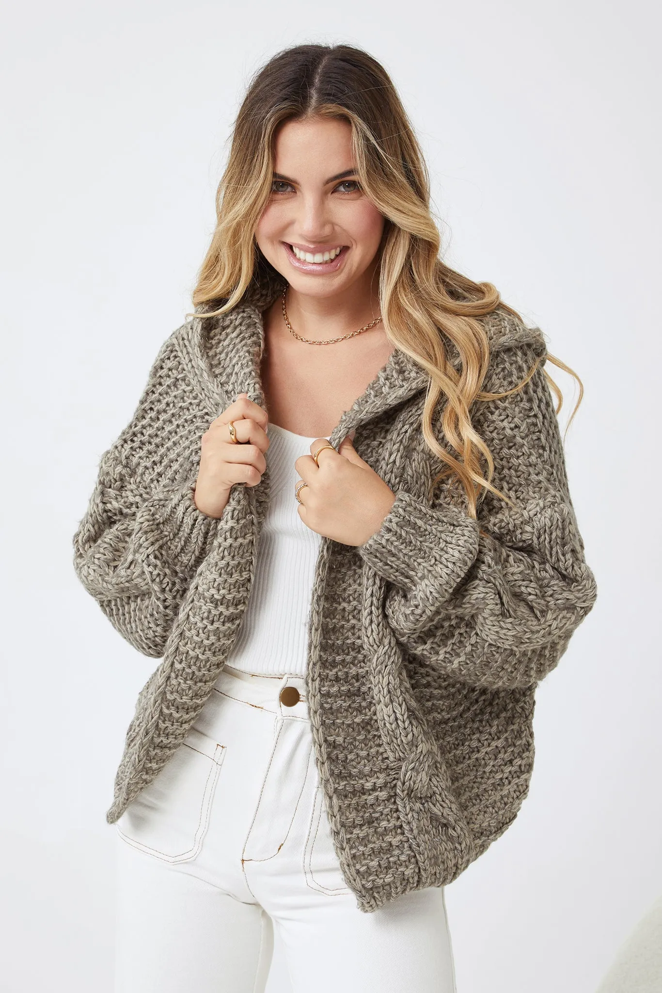 Jorja Cardigan - Khaki sold by Esther & Co product image thumbnail 3