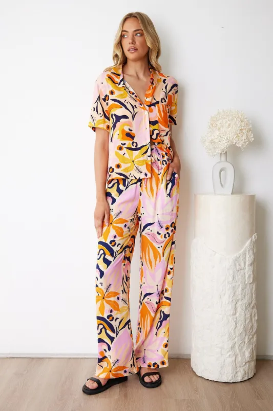 Anahora Pants - Orange Print sold by Esther & Co