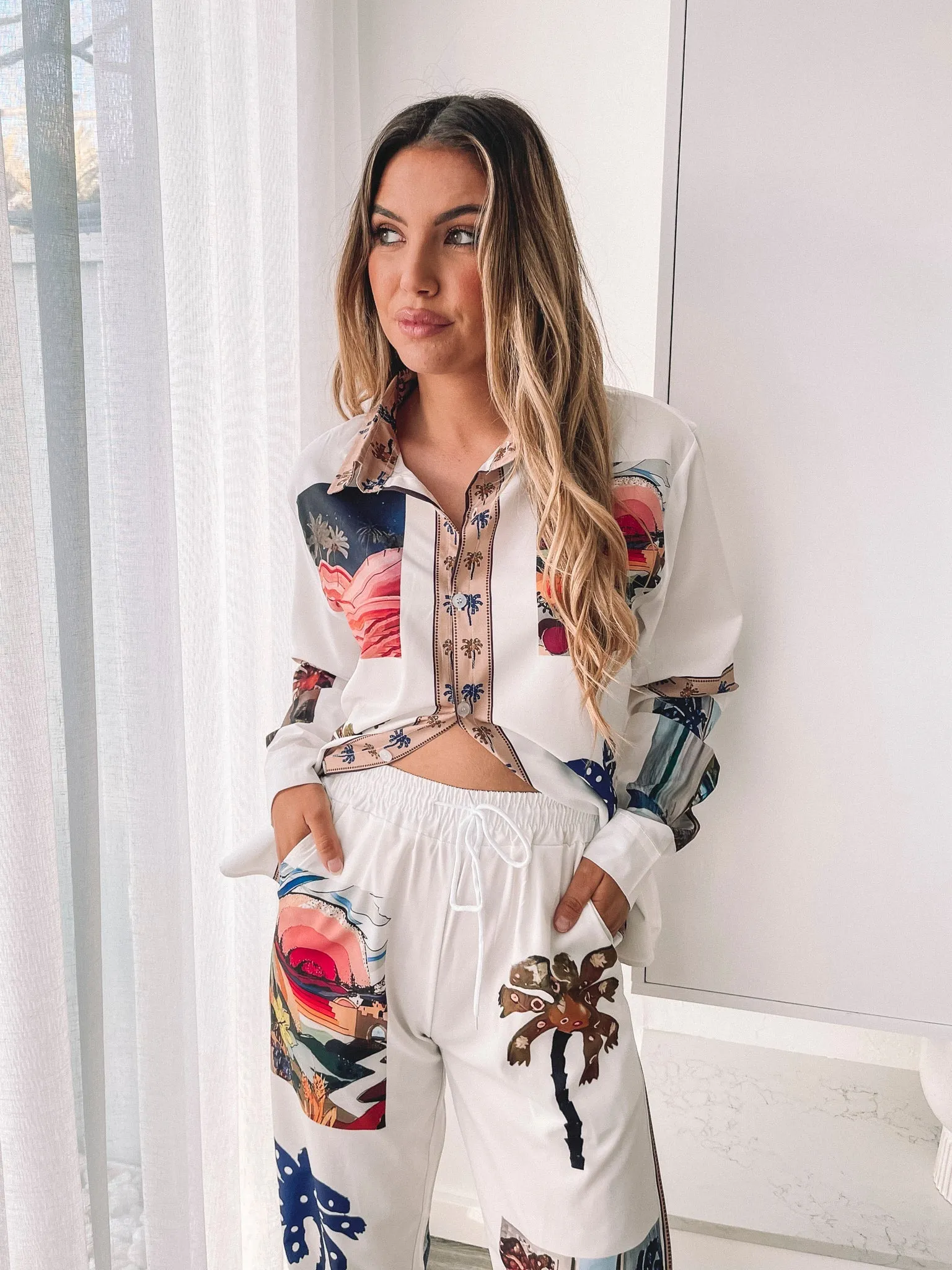 Aeliana Shirt - White Print sold by Esther & Co