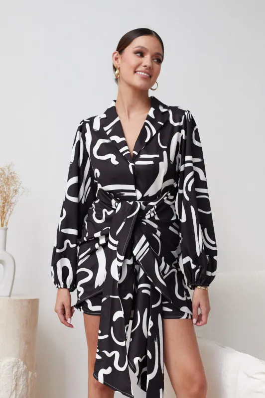 Lavinia Dress - Black Print sold by Esther & Co