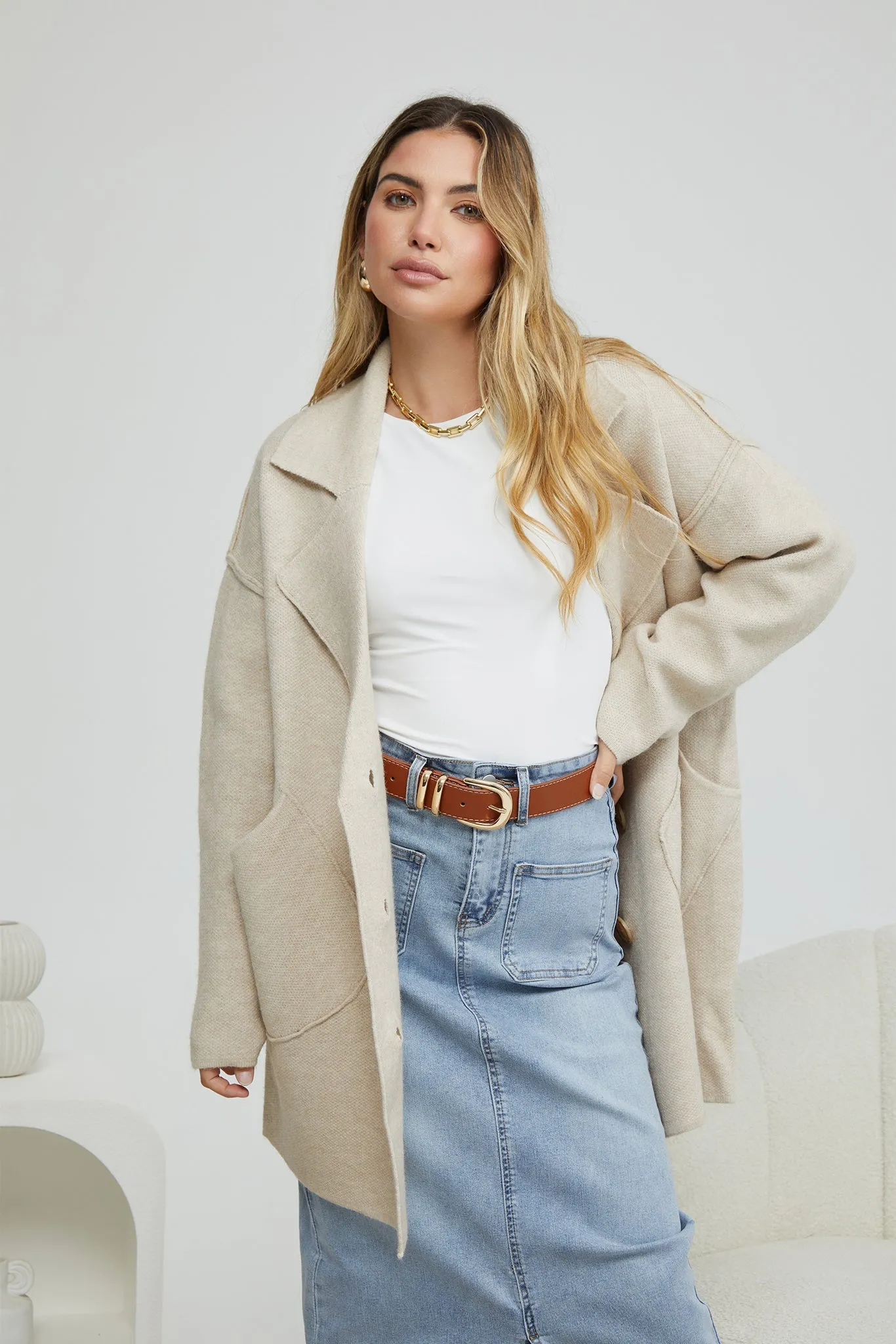 Indora Coatigan - Oatmeal sold by Esther & Co product image thumbnail 4